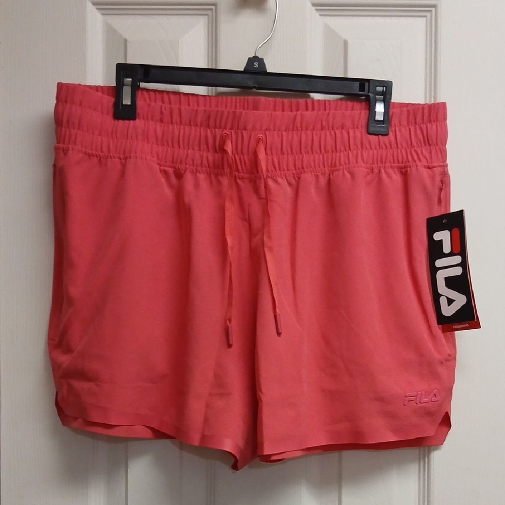 Fila Women's Pink W/RED HINT Training Shorts Dexterity Woven Short Size XL NWT